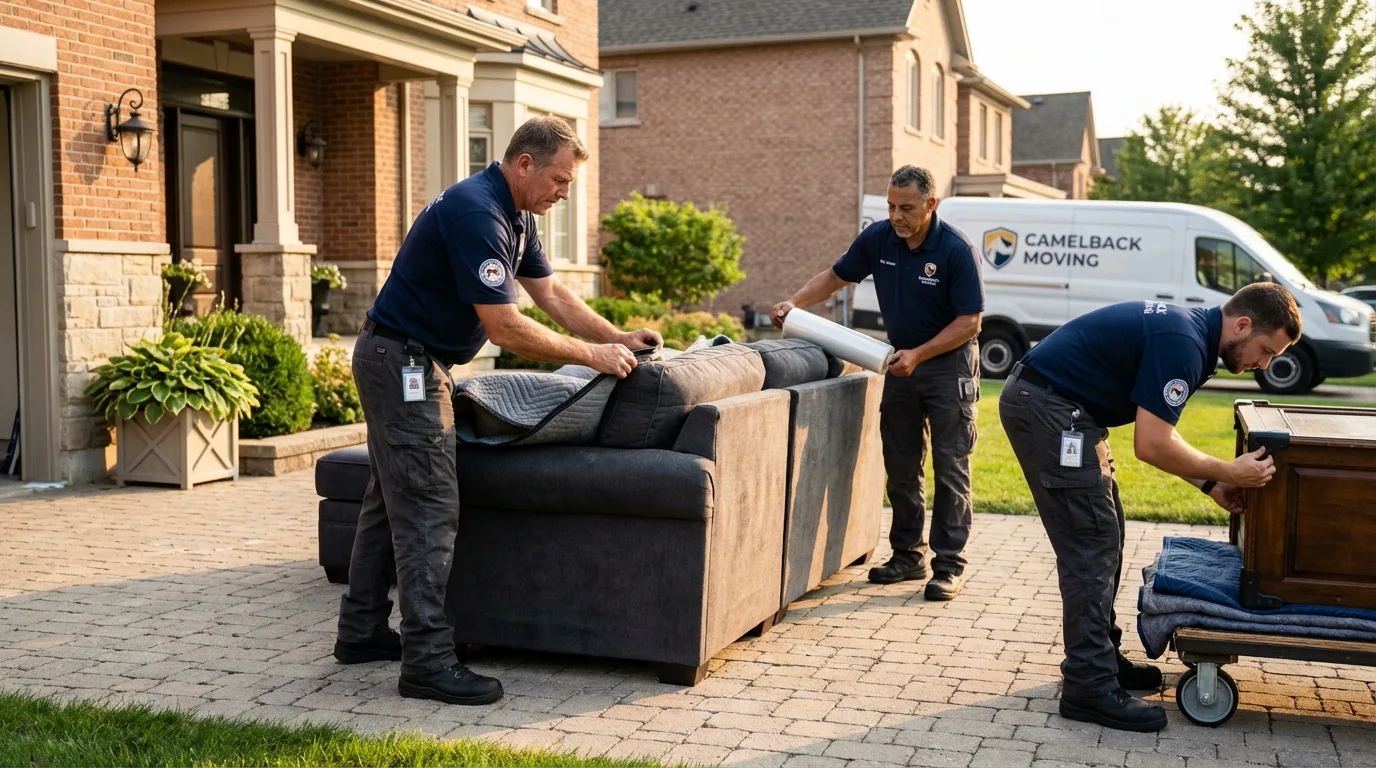 Large estate moving crew wrapping furniture in Oakhurst, CA